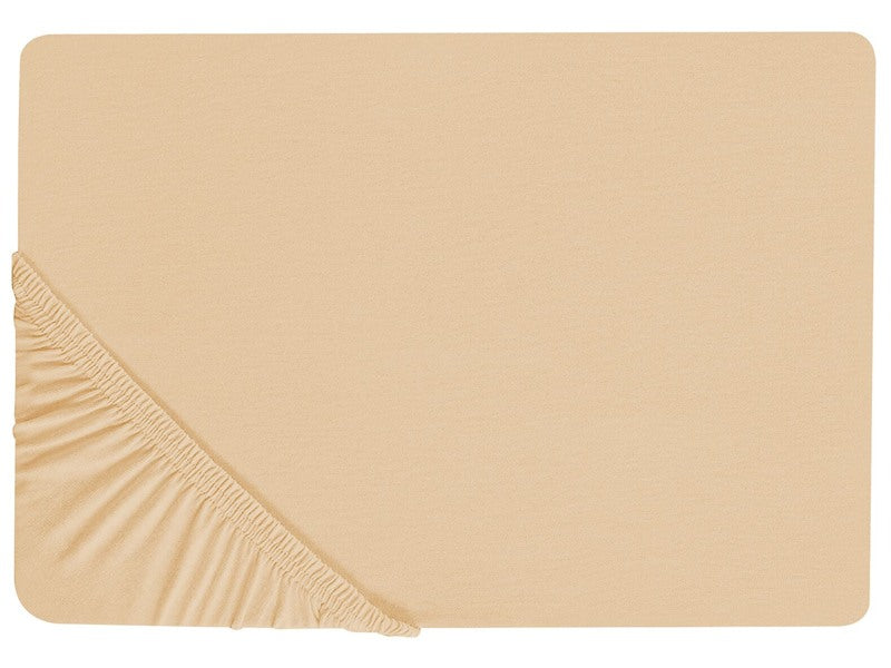 Fitted Sheet Sand Beige Cotton 90 x 200 cm Elastic Edging Solid Pattern Classic Style for Bedroom Beliani