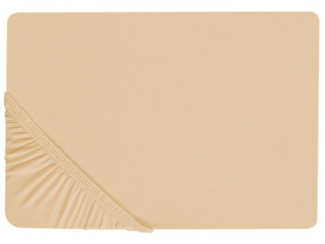 Fitted Sheet Sand Beige Cotton 90 x 200 cm Elastic Edging Solid Pattern Classic Style for Bedroom Beliani