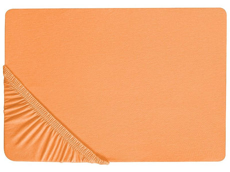 Fitted Sheet Orange Cotton 90 x 200 cm Elastic Edging Solid Pattern Classic Style for Bedroom Beliani