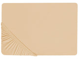 Fitted Sheet Sand Beige Cotton 180 x 200 cm Elastic Edging Solid Pattern Classic Style for Bedroom Beliani