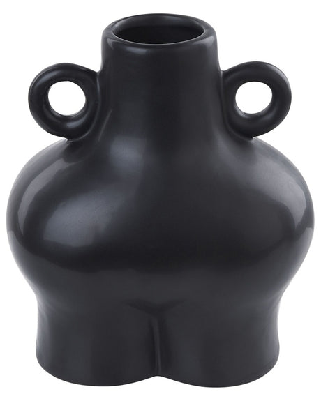 Flower Vase Black Dolomite Ceramic 20 cm Table Decoration Body Shape Sculpture Boho Minimalist Beliani