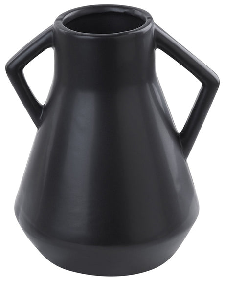 Flower Vase Black Dolomite Ceramic 30 cm Decorative Table Accessory Minimalist Beliani