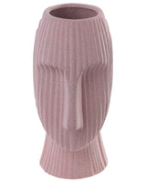 Flower Vase Pink Stoneware 25 cm Decorative Table Accessory Face-Shaped Minimalist Beliani