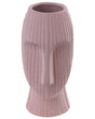 Flower Vase Pink Stoneware 25 cm Decorative Table Accessory Face-Shaped Minimalist Beliani