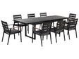 Garden Dining Set Black Extending Table Chairs Seating Pads Outdoor 8 Seater Aluminium  Beliani