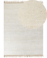 Area Rug Light Beige Jute 160  x 230 cm Tassels Handwoven Boho Hallway Bedroom Beliani