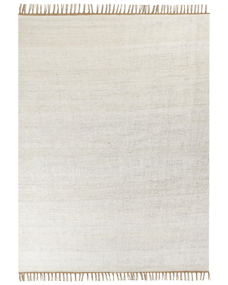 Area Rug Light Beige Jute 160  x 230 cm Tassels Handwoven Boho Hallway Bedroom Beliani