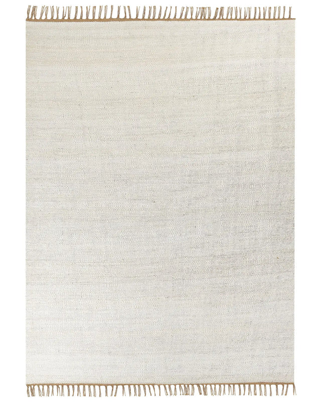 Area Rug Light Beige Jute 160  x 230 cm Tassels Handwoven Boho Hallway Bedroom Beliani