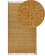 Area Rug Mustard Jute 80 x 150 cm Tassels Handwoven Boho Hallway Bedroom Beliani