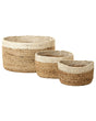 Set of 3 Storage Boxes Natural Beige Jute 13/14/18 cm Height Laundry Baskets Bin Accessory Decoration Boho Beliani