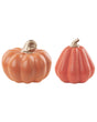 Set of 2 Decorative Figurines Pumpkins Orange Ceramic Handmade Tabletop Home Accessory Decoration Traditional Design Beliani