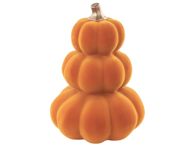 Decorative Figurine Pumpkin Orange Ceramic Velvet Finish Handmade Tabletop Home Accessory Decoration Glam Modern Design Beliani