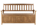 Outdoor Bench with Storage Solid Acacia Wood 3 Seater 160 cm Light Colour Rustic Style Beliani