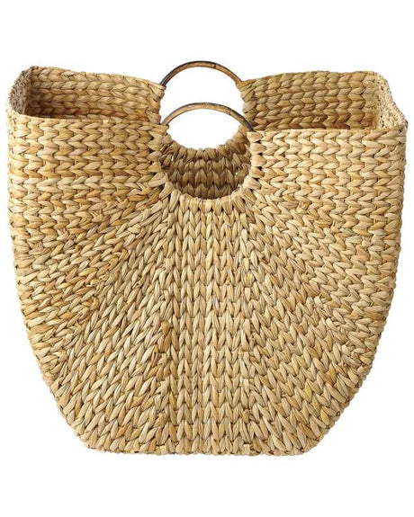 Basket Natural Water Hyacinth 51 cm with Handles Handwoven Container Laundry Box Home Accessory Boho Style Beliani