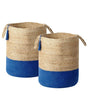 Set of 2 Storage Baskets Cotton Jute Navy and Natural 50 cm Laundry Bins Boho Beliani