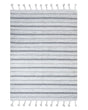 Area Rug Off White Fabric 140 x 200 cm Living Room Bedroom Stripe Pattern Modern Beliani