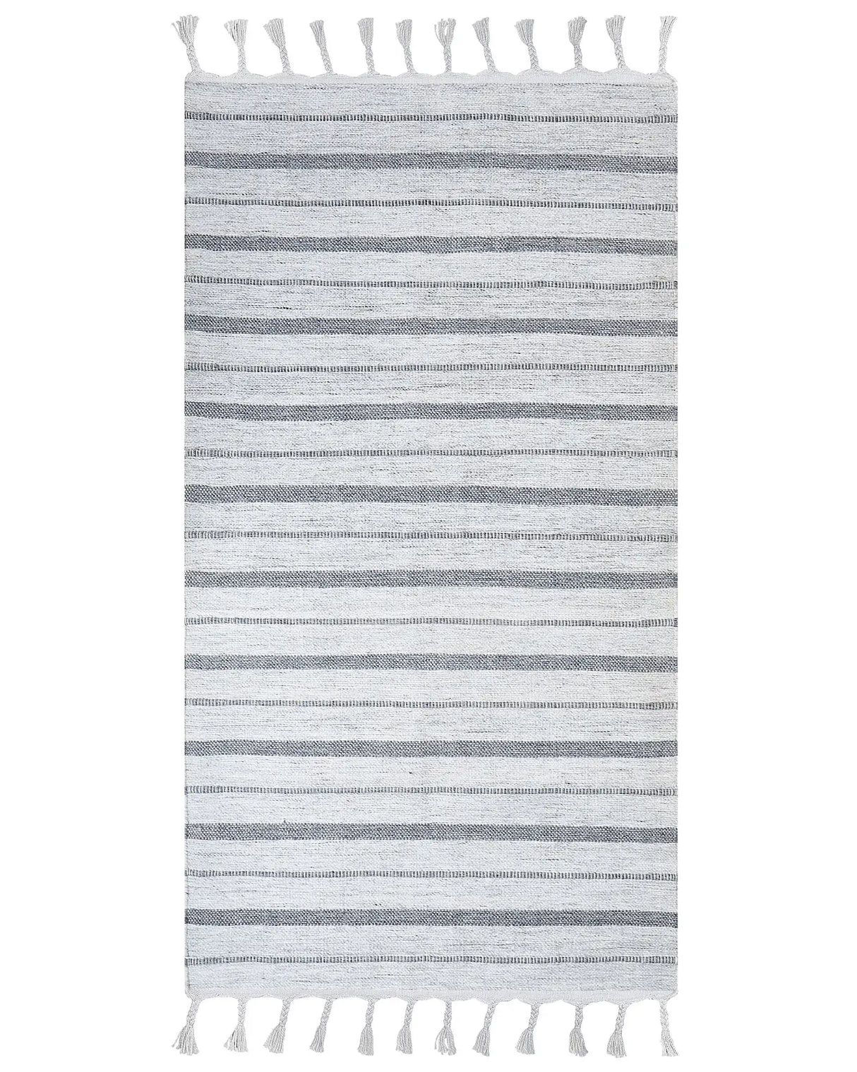 Area Rug Off - White Fabric 80 x 150 cm Living Room Bedroom Stripe Pattern Modern Beliani