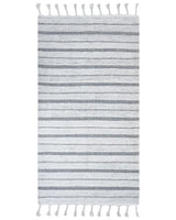 Area Rug Off - White Fabric 80 x 150 cm Living Room Bedroom Stripe Pattern Modern Beliani