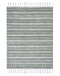 Area Rug Green Fabric 140 x 200 cm Living Room Bedroom Stripe Pattern Modern Beliani