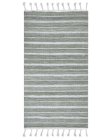 Area Rug Green Fabric 80 x 150 cm Living Room Bedroom Stripe Pattern Modern Beliani