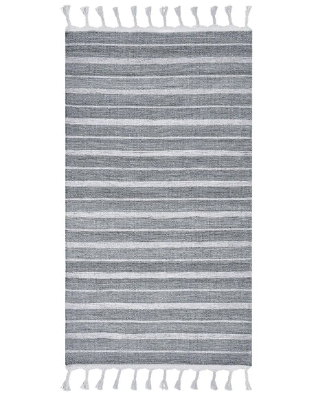 Area Rug Light Grey Fabric 80 x 150 cm Living Room Bedroom Stripe Pattern Modern Beliani