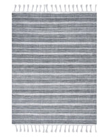 Area Rug Light Grey Fabric 140 x 200 cm Living Room Bedroom Stripe Pattern Modern Beliani