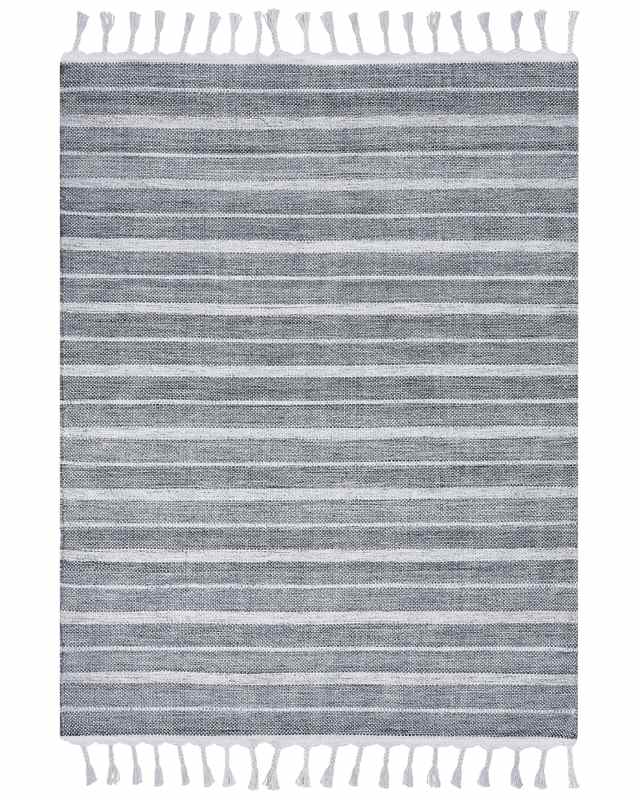 Area Rug  Light Grey Fabric 160 x 230 cm Living Room Bedroom Stripe Pattern Modern Beliani