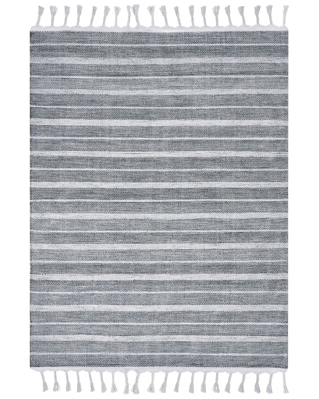Area Rug  Light Grey Fabric 160 x 230 cm Living Room Bedroom Stripe Pattern Modern Beliani