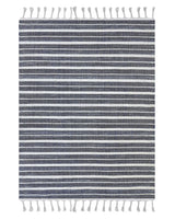 Area Rug Blue Fabric 140 x 200 cm Living Room Bedroom Stripe Pattern Modern Beliani