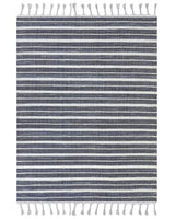 Area Rug Blue Fabric 160 x 230 cm Living Room Bedroom Stripe Pattern Modern Beliani