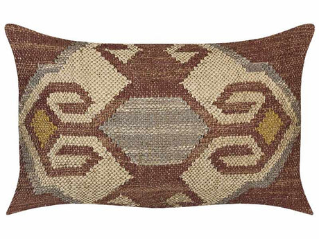 Scatter Cushion Multicolour Jute Cotton 30 x 50 cm Geometric Pattern Handmade Removable Cover with Filling Beliani