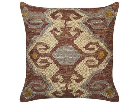 Scatter Cushion Multicolour Jute Cotton 45 x 45 cm Geometric Pattern Handmade Removable Cover with Filling Beliani