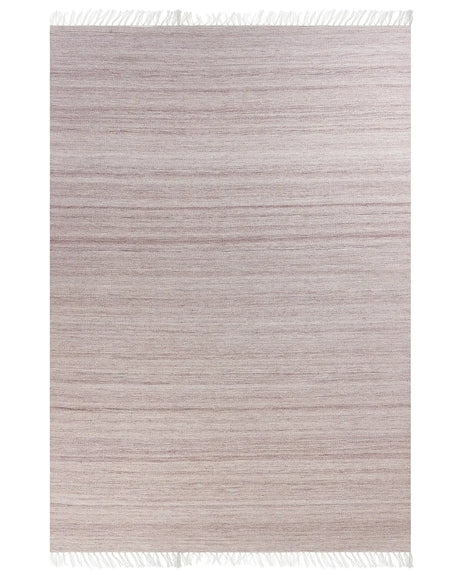 Area Rug Light Red Recycled PET160 x 230 cm Indoor Outdoorwith Fringe Beliani