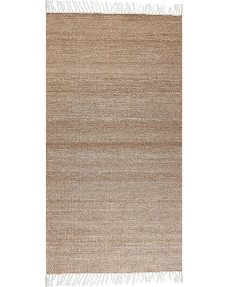 Area Rug Beige  Recycled PET 80 x 150 cm Indoor Outdoorwith Fringe Beliani