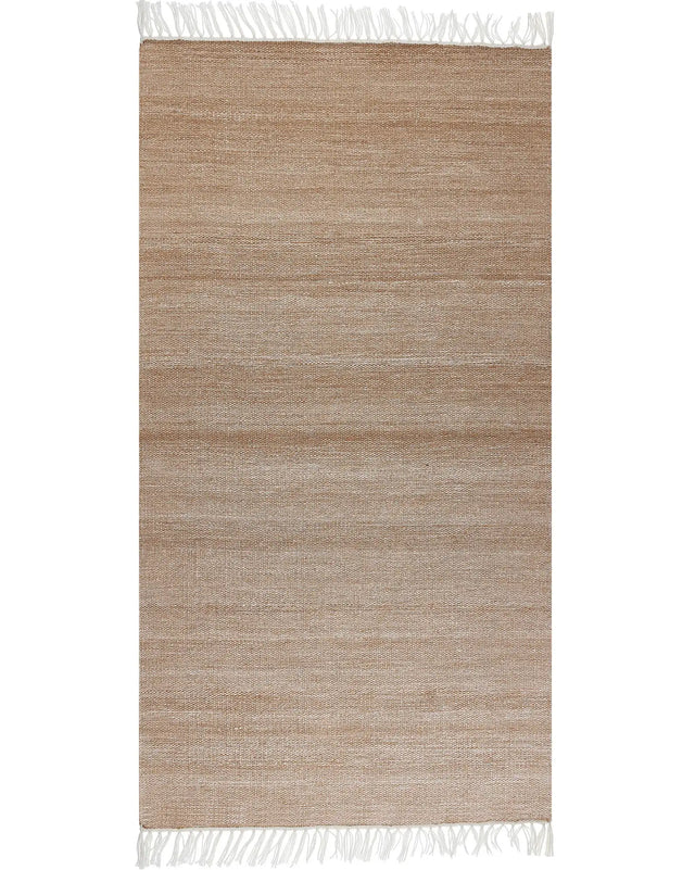 Area Rug Beige  Recycled PET 80 x 150 cm Indoor Outdoorwith Fringe Beliani