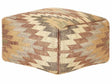 Pouffe Multicolour Jute Wool 50 x 50 x 30 cm Geometric Pattern Square Boho Modern Footstool Upholstered Seat Beliani