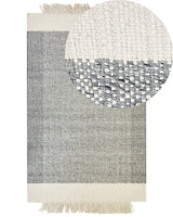 Area Rug Grey and Off-White Wool 160 x 230 cm Rectangular Hand Woven Modern Design Beliani