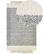 Area Rug Grey and Off-White Wool 160 x 230 cm Rectangular Hand Woven Modern Design Beliani