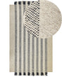 Area Rug Off-White and Black Wool 160 x 230 cm Rectangular Hand Woven with Tassels Modern Design Beliani