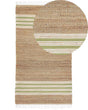 Area Rug Beige and Green Jute 80 x 150 cm Rectangular Dhurrie with Tassels Striped Pattern Handwoven Boho Style Hallway Beliani