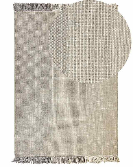 Rug Grey Wool Cotton 160 x 230 cm Hand Woven Flat Weave with Tassels Beliani