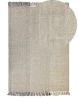 Rug Grey Wool Cotton 160 x 230 cm Hand Woven Flat Weave with Tassels Beliani