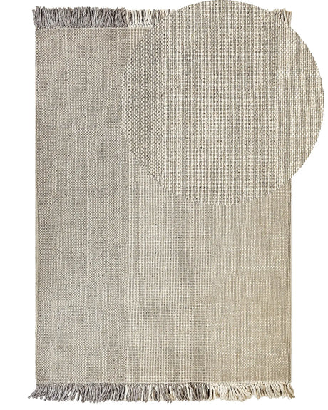 Rug Grey Wool Cotton 160 x 230 cm Hand Woven Flat Weave with Tassels Beliani