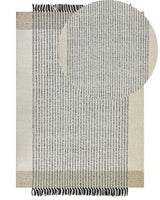 Rug Beige and Black Wool Cotton 160 x 230 cm Hand Woven Flat Weave with Tassels Beliani