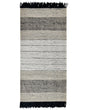 Rug Beige and Black Wool Cotton 80 x 150 cm Hand Woven Flat Weave with Tassels Beliani