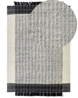 Rug White and Black Wool Cotton 160 x 230 cm Hand Woven Flat Weave with Tassels Beliani