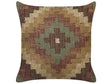 Scatter Cushion Multicolour Jute and Wool 45 x 45 cm Oriental Pattern Kilim Style Washed Colurs  Beliani