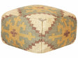 Pouffe Multicolour Jute and Wool 50 x 50 cm Oriental Pattern Kilim Style Washed Colurs  Beliani