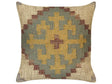 Scatter Cushion Multicolour Jute and Wool 45 x 45 cm Oriental Pattern Kilim Style Washed Colurs  Beliani