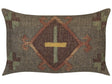Scatter Cushion Green Jute and Wool 30 x 50 cm Oriental Pattern Kilim Style Faded Colurs Beliani